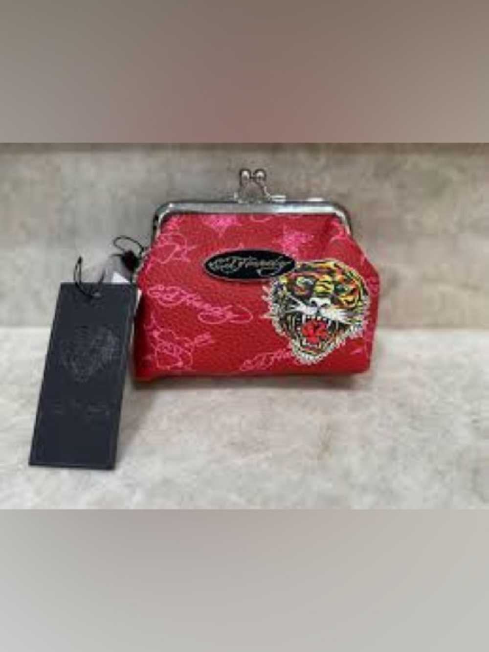 Ed Hardy Red Tiger Kiss-Lock Crossbody Mini Bag - Picture 2 of 4